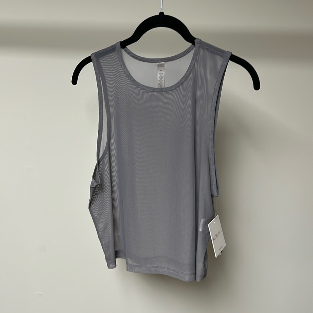 Beyond yoga show off mesh tank cloud grey